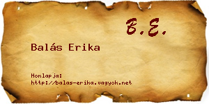 Balás Erika névjegykártya
